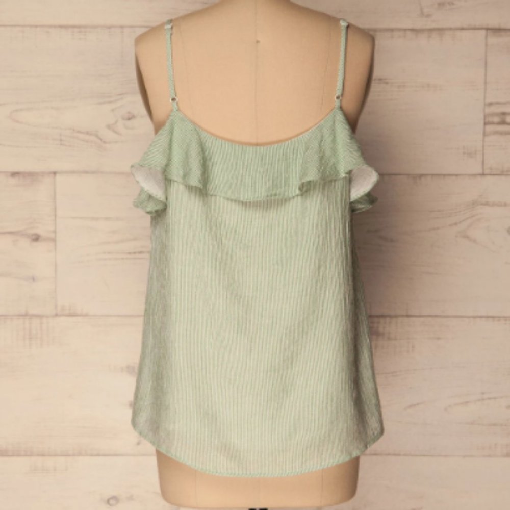 Green Striped Ruffled Top - Picture 5 of 8